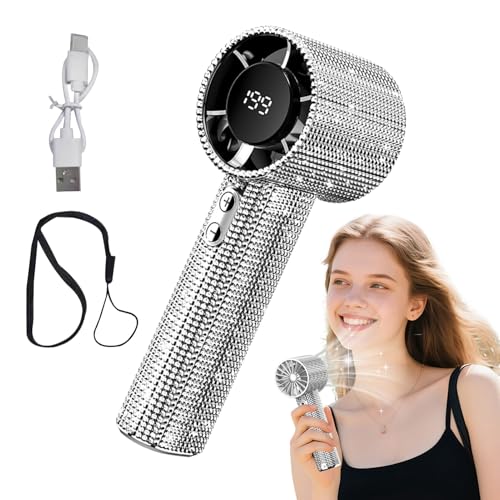 zwxqe Handlicher Hochgeschwindigkeitslüfter - Kühlgerät Mit Digitaldisplay,Leiser Halsventilator Mit Strasssteinen Und Display Für Sport Reise Arbeitsplatz zwxqe Handlicher Hochgeschwindigkeitslüfter - Kühlgerät Mit Digitaldisplay,Leiser Halsventilator Mit Strasssteinen Und Display Für Sport Reise Arbeitsplatz von zwxqe