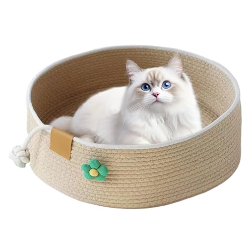 zwxqe Katzenkorbbett, rundes Haustierbett für kleine Katzen, Kratzmatte, Haustierzubehör für Welpen, Büro, Schlafzimmer, Wohnzimmer, Auto, Schreibtisch, Fensterbank, Spielcouch, drinnen von zwxqe