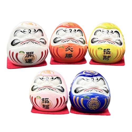 zwxqe Kleine Puppe Statue Feng Shui Figur 5X Zen Statue Auto Figur Traditionelle Puppe Set Auto Glücks Ornament für Armaturenbrett von zwxqe