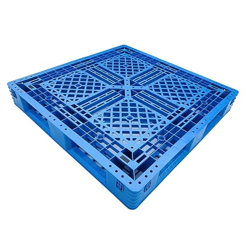 Atmungsaktive Kunststoffpalette aus Recyceltem Polyethylen mit Gitteroberfläche und Gabelstapleröffnungen, für Keller und Außenbereich(Blue,110x110cm) von zxhrybh