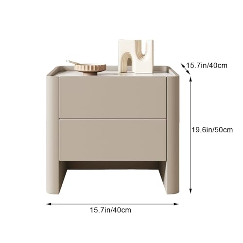 Nordischer Kreativer Nachtschrank, Nachttisch mit Zwei Schubladen, Moderner Beistelltisch fürs Schlafzimmer, Keine Installation Erforderlich, für Wohnzimmer und Schlafzimmer(Color:Khaki,Size:15.7in/40 von zxhrybh