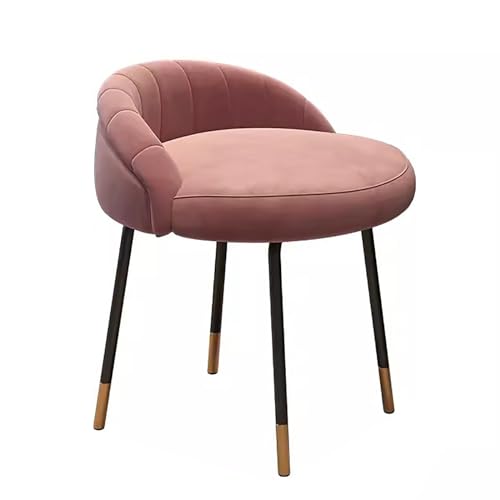 Samt-Schminktisch Stuhl mit Rückenlehne, Gepolsterter Hocker Schminktisch, Moderner Stuhl Schminktisch mit Metallbeinen für Schlafzimmer, Ankleidezimmer, Wohnzimmer ( Color : Velvet pink , Size : B ) von zxhrybh