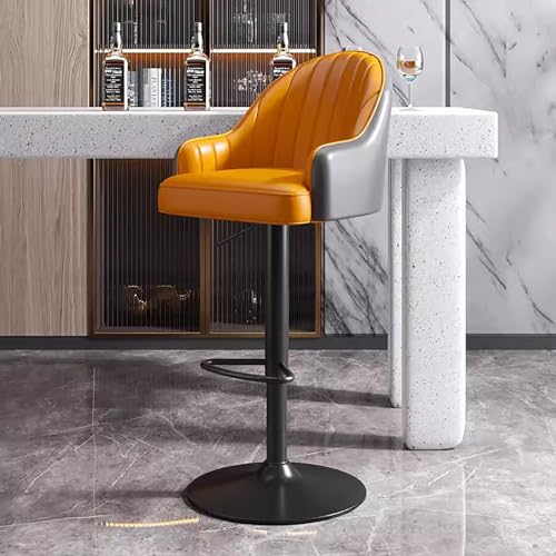 zxhrybh Barhocker, Moderner Barstuhl, Barhocker Höhenverstellbar, Barhocker mit Lehne Fußstütze, Barstühle mit Verbreitertem Gestell (Color : Orange Gray) von zxhrybh