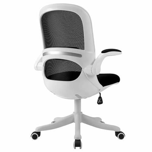 zxhrybh Bürostuhl aus Netzgewebe mit Lordosenstütze, Ergonomische Schreibtischstuhl, Verstellbarer Computerstuhl mit Gepolsterten Armlehnen für das Arbeitszimmer im Schlafzimmer(Black) von zxhrybh