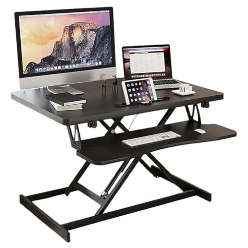 zxhrybh Computertisch Höhenverstellbarer PC-Stehtisch mit Breiter Tastaturablage und Laptop-Arbeitsplatz für das Homeoffice(Black) von zxhrybh