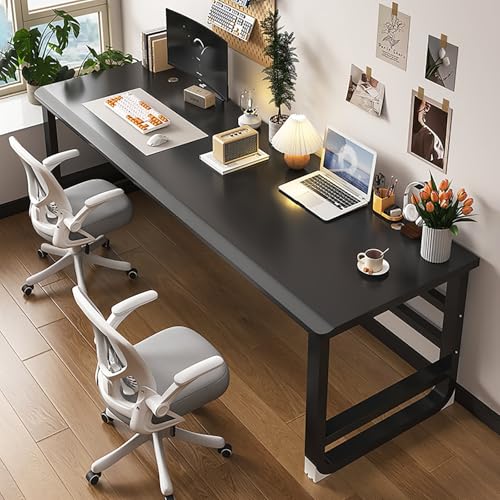 zxhrybh Computertisch mit Dicker Platte und Stabilem Stahlrahmen, Moderner Gaming Tisch fürs Homeoffice, Leicht Montierbarer Arbeitsplatz(Black,55.1in/140cm) von zxhrybh