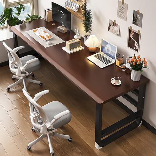 zxhrybh Computertisch mit Dicker Platte und Stabilem Stahlrahmen, Moderner Gaming Tisch fürs Homeoffice, Leicht Montierbarer Arbeitsplatz(Brown,31.4in/80cm) von zxhrybh