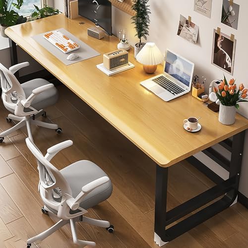 zxhrybh Computertisch mit Dicker Platte und Stabilem Stahlrahmen, Moderner Gaming Tisch fürs Homeoffice, Leicht Montierbarer Arbeitsplatz(Natural,31.4in/80cm) von zxhrybh