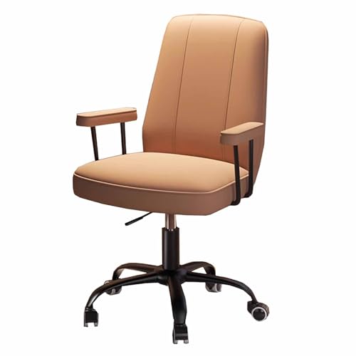 zxhrybh Ergonomischer Bürostuhl aus Leder, Computerstuhl mit Rädern und Armlehnen, Drehbarer Chefsessel mit Mittlerer Rückenlehne, Höhenverstellbar(Brown) von zxhrybh