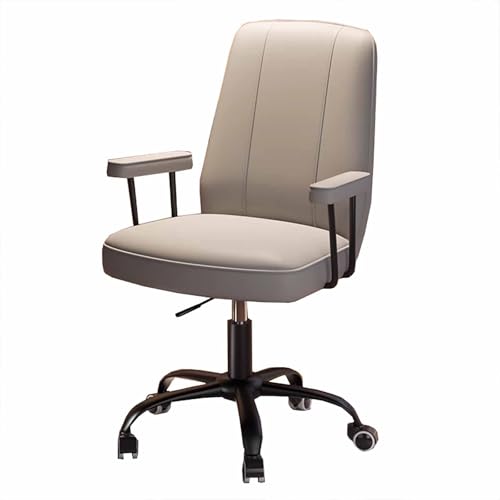 zxhrybh Ergonomischer Bürostuhl aus Leder, Computerstuhl mit Rädern und Armlehnen, Drehbarer Chefsessel mit Mittlerer Rückenlehne, Höhenverstellbar(Gray) von zxhrybh