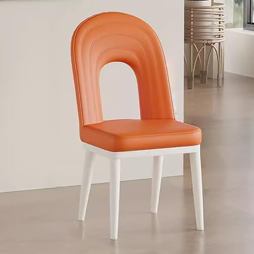 zxhrybh Esszimmerstuhl, mit Leder Gepolsterte Hotel-Esszimmerstühle, Restaurant Esszimmer Stühle, Küchenstühle Metall (Color : Orange) von zxhrybh