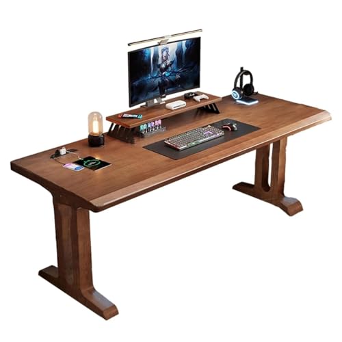 zxhrybh Gaming Tisch aus Massivholz mit Doppel-Arbeitsfläche, Moderner Nordischer Computertisch, PC-Tisch für Homeoffice, Schlafzimmer und PC-Gaming(39.3in/100cm) von zxhrybh