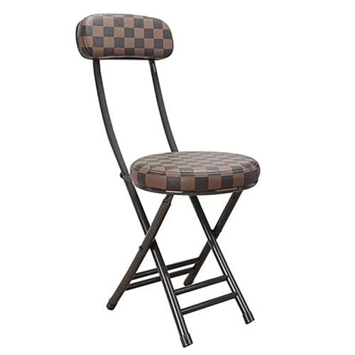 zxhrybh Klappstuhl, Runder Klappstuhl mit Rückenlehne, Gepolsterter Klappstuhl für Camping, Faltbarer Stuhl für Party, Büro, Esszimmer (Color : Black Frame+Grid) von zxhrybh