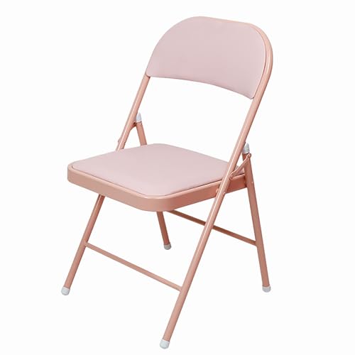 zxhrybh Klappstuhl für Kleine Räume, Klappstuhl Gepolstert für den Innenbereich, Klappstuhl Küche mit Metallrahmen, Einfache Folding Chair für Die Heimarbeit (Color : Pink) von zxhrybh