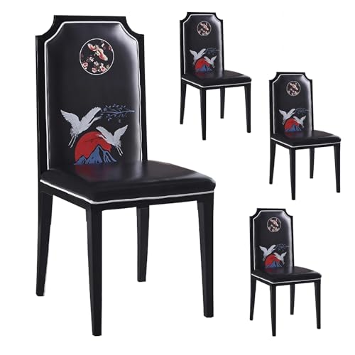 zxhrybh Luxuriöses Esszimmerstühle-Set mit Hoher Rückenlehne, 4er-Set, mit Gepolstertem Stühle Esszimmer aus Kunstleder, Stilvolle Küchenstuhl ohne Armlehnen, für Küche und Esszimmer(Black) von zxhrybh