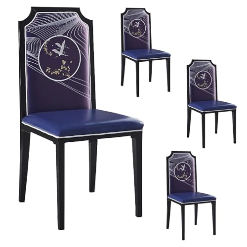 zxhrybh Luxuriöses Esszimmerstühle-Set mit Hoher Rückenlehne, 4er-Set, mit Gepolstertem Stühle Esszimmer aus Kunstleder, Stilvolle Küchenstuhl ohne Armlehnen, für Küche und Esszimmer(Blue) von zxhrybh