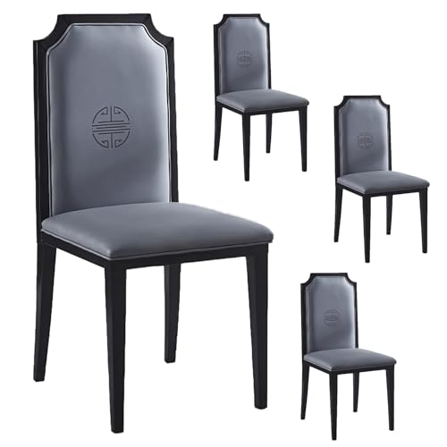 zxhrybh Luxuriöses Esszimmerstühle-Set mit Hoher Rückenlehne, 4er-Set, mit Gepolstertem Stühle Esszimmer aus Kunstleder, Stilvolle Küchenstuhl ohne Armlehnen, für Küche und Esszimmer(Gray) von zxhrybh