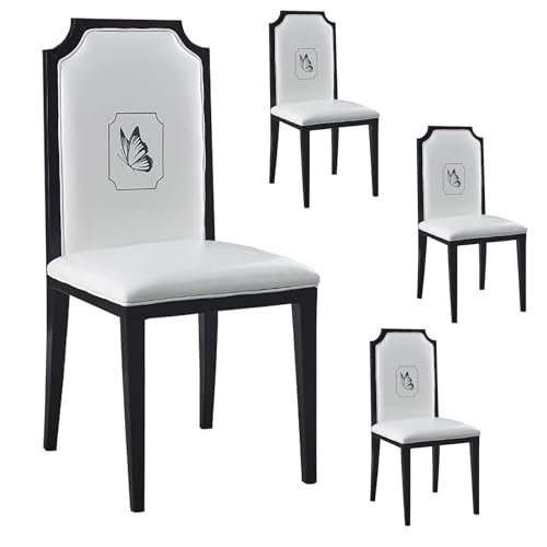 zxhrybh Luxuriöses Esszimmerstühle-Set mit Hoher Rückenlehne, 4er-Set, mit Gepolstertem Stühle Esszimmer aus Kunstleder, Stilvolle Küchenstuhl ohne Armlehnen, für Küche und Esszimmer(White) von zxhrybh