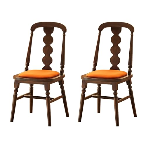 zxhrybh Moderne Esszimmerstühle Massivholz Mitte des Jahrhunderts, Stühle Esszimmer mit Geschwungener Rückenlehne im Retro-Stil, Gepolsterte Akzent Küchenstühle, für die Wohnküche(Orange) von zxhrybh
