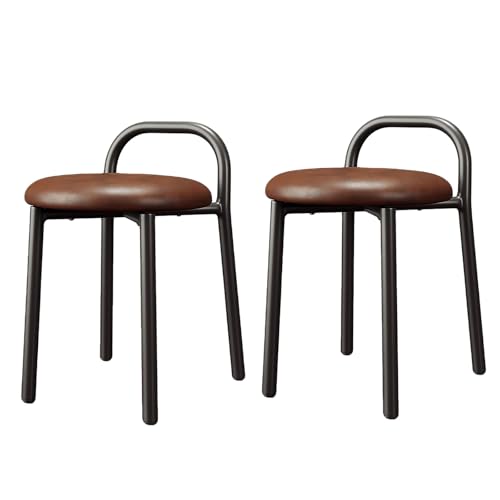 zxhrybh Moderne Esszimmerstühle aus PU-Leder 2er-Set, Gepolsterter Barstuhl mit Metallgestell, Küchenstuhl, für Küche, Bar, Büro(Brown) von zxhrybh