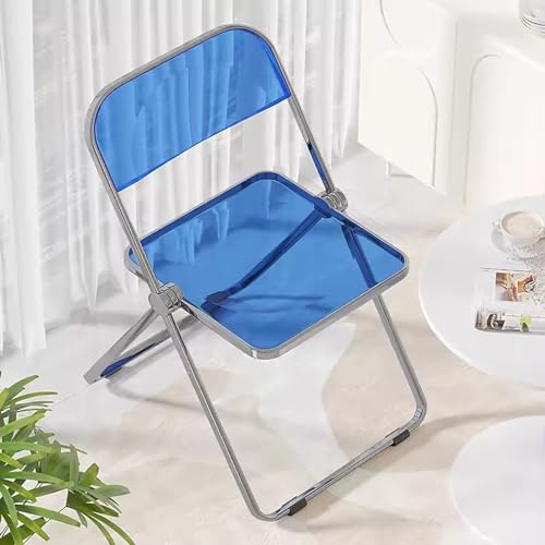 zxhrybh Moderner Acryl-Klappstuhl, Klappstuhl Camping, PC-Kunststoffstühle für das Wohnzimmer, Folding Chair für Draußen und Drinnen (Size : B+Blue) von zxhrybh