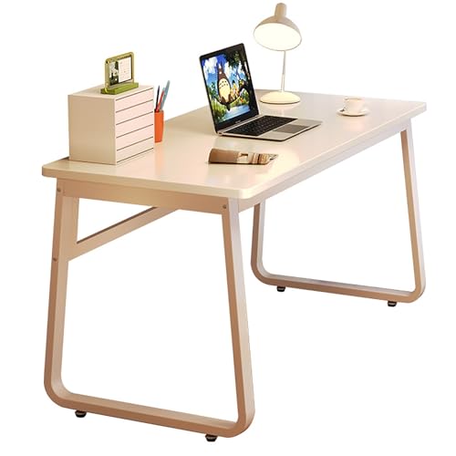 zxhrybh Moderner Computertisch, PC Tisch für Kleines Home Office mit Stabilem Metallrahmen, Einfacher PC-Arbeitsplatz für Schlafzimmer oder Büro(White,47.2x23.6in/120x60cm) von zxhrybh