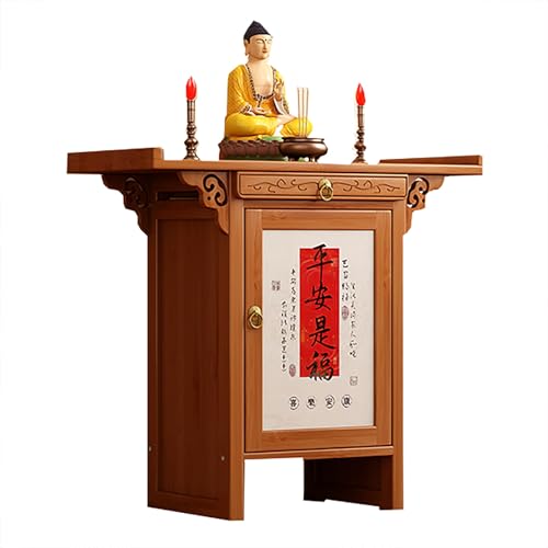 zxhrybh Persönlicher Bambus-Altar-Tisch mit Schublade, Meditations- und Gebets-Schrein-Schrank, Buddha-Nische für kleine Räume(Natural,20in/51cm) von zxhrybh