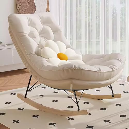 zxhrybh Schaukelstuhl für Kinderzimmer, Lazy Sofa Schaukelstühle，mit Hoher Rückenlehne Schaukelsessel, für Kinderzimmer, Schlafzimmer, Wohnzimmer (Color : Off-White, Size : A) von zxhrybh