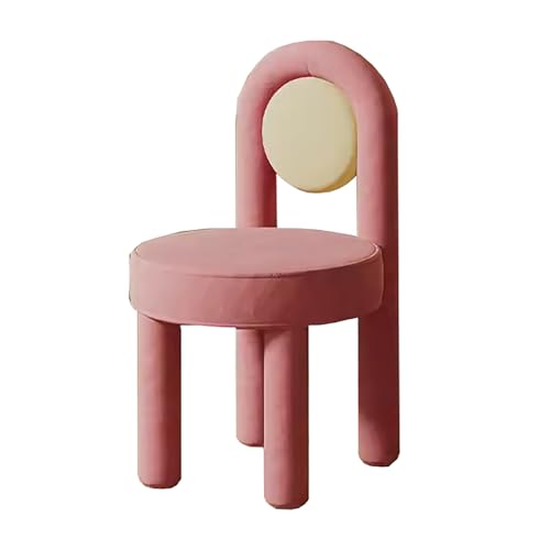 zxhrybh Schlafzimmer-Schminkstuhl, Gepolsterte Rückenlehne Schminktisch Stuhl Moderner, Minimalistischer Schmink Stuhl, für Wohnzimmer und Schlafzimmer (Color : Pink+Light Yellow) von zxhrybh