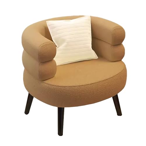 zxhrybh Schminktisch Stuhl, Schminkstuhl für Schlafzimmer, Gemütlicher Fuzzy-Sessel, Schmink Stuhl mit Metallbeinen, für Wohnzimmer/Ankleidezimmer/Schlafzimmer (Color : A Khaki, Size : Emulsion) von zxhrybh