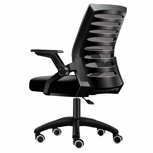 zxhrybh Schreibtischstuhl Home, mit Verstellbarem Bürostuhl mit Mittlerer Rückenlehne, Drehbaren Computerstuhl mit Hochklappbarer Armlehne, für Arbeit, Gaming und Zeichnen(Black) von zxhrybh