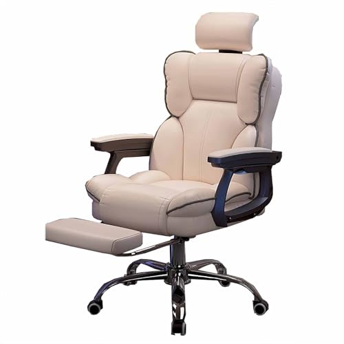 zxhrybh Schreibtischstuhl mit Fußstütze, Ergonomischer Schreibtischsessel, Verstellbare Kopfstütze, Verstellbarer Computerstuhl, für Zuhause und Besprechungsräume(White) von zxhrybh