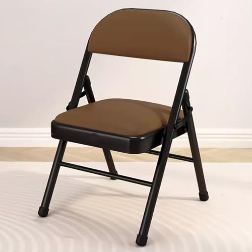 zxhrybh Tragbarer Klappstuhl, Mehrfarbig Klappstuhl Gepolstert mit Metallrahmen, Heimbüro für den Innen- und Außenbereich, Leichter, Langlebiger Folding Chair (Color : Black+Brown) von zxhrybh