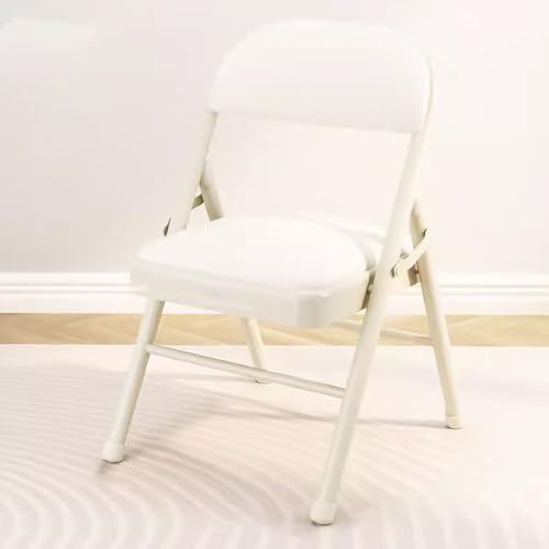 zxhrybh Tragbarer Klappstuhl, Mehrfarbig Klappstuhl Gepolstert mit Metallrahmen, Heimbüro für den Innen- und Außenbereich, Leichter, Langlebiger Folding Chair (Color : White+White) von zxhrybh