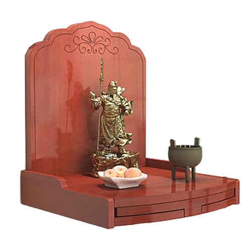 zxhrybh Wandmontierter Buddha-Altar, Meditationstisch aus Holz zur Präsentation von Statuen, Dekorativer Schrank im Chinesischen Feng-Shui-Stil(Brown,Large) von zxhrybh