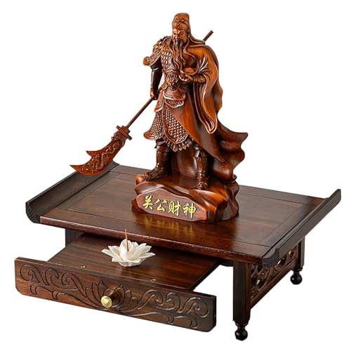 zxhrybh Wandmontierter Buddhistischer Bambus-Altartisch mit Schublade, Persönlicher Schrein, Meditationstisch für Buddha-Guanyin-Guan-Gong-Opfergaben(19.6in/50cm) von zxhrybh