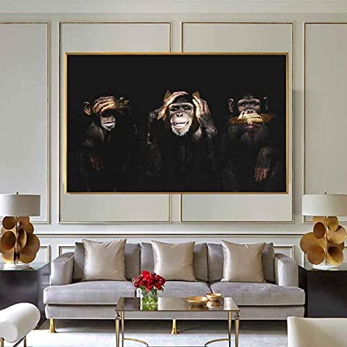 zxiany Leinwand Wandkunst 3 Affen Gorilla Bilder Tier Poster und Drucke Leinwand Malerei für lebende Kinderzimmer Dekoration 50x70cm Kein Rahmen-14 von zxiany