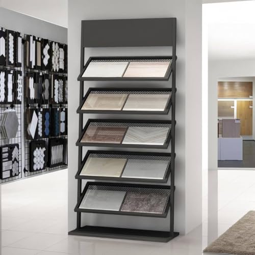 Fliesen-/Holzboden-Präsentationsständer Stehend Bodenfliesen Display Rack, Metall Keramikfliesen-Türständer-Halter/Boden Porzellan Quarzstein-Organisationsregal,Black-35 * 67 von zxmeimm