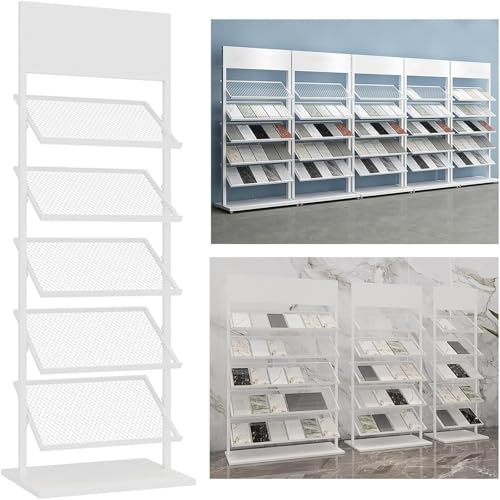 Fliesen-/Holzboden-Präsentationsständer Stehend Bodenfliesen Display Rack, Metall Keramikfliesen-Türständer-Halter/Boden Porzellan Quarzstein-Organisationsregal,White-35 * 67 von zxmeimm