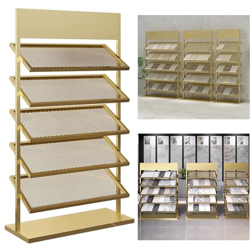Fliesen-/Holzboden-Präsentationsständer Stehend Bodenfliesen Display Rack, Metall Keramikfliesen-Türständer-Halter/Boden Porzellan Quarzstein-Organisationsregal,gold-35 * 67 von zxmeimm
