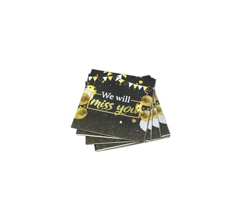 Papierservietten mit Aufschrift "We Will Miss You", Abschiedsparty-Dekoration für Jobwechsel, Ruhestand, Abschluss, Abschied, Party, Einweg-Cocktail-Getränkezubehör (16,5 cm), 40 Stück von zxyxka