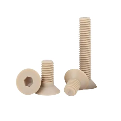 1-2 Stück M3/M4/M5/M6/M8/M10 Hochtemperaturbeständige PEEK-Kunststoff-Senkkopf-Sechskantinnensechskopf-Maschinenschrauben, M6x30mm von zyimodl