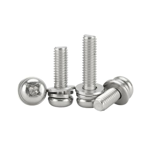 2-50 Stück M2/M2.5/M3/M4/M5/M6/M8 Kohlenstoffstahl-Knopfkopf-Kreuzschlitz-Maschinenschrauben mit Unterlegscheiben, M2.5x6mm 2-50 Stück M2/M2.5/M3/M4/M5/M6/M8 Kohlenstoffstahl-Knopfkopf-Kreuzschlitz-Maschinenschrauben mit Unterlegscheiben, M2.5x6mm von zyimodl