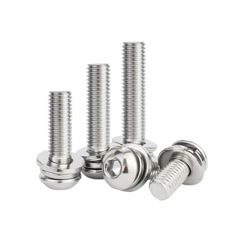 2-50 Stück M2/M2.5/M3/M4/M5/M6/M8 Kohlenstoffstahl-Knopfkopf-Sechskantinnensechskopf-Maschinenschrauben mit Unterlegscheiben, M4x30mm 2-50 Stück M2/M2.5/M3/M4/M5/M6/M8 Kohlenstoffstahl-Knopfkopf-Sechskantinnensechskopf-Maschinenschrauben mit Unterlegscheiben, M4x30mm von zyimodl