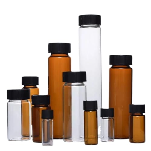 20 Stück/Lot 3 ml 5 ml 10 ml 15 ml 20 ml 30 ml 40 ml 50 ml Glasdichtungsflasche, Reagenzien-Probenfläschchen mit Kunststoffdeckel, Schraubverschluss(3ml brown) von zyzZSRHZYZ