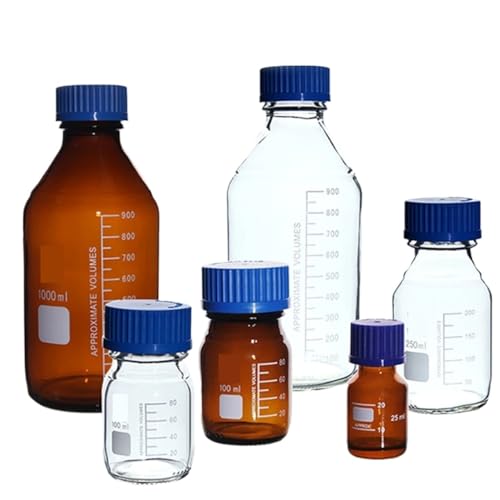 25 ml bis 1000 ml Labor transparent Schraubverschluss Reagenzflasche versiegelte Flasche Gläser Laborprobenflasche(50ml white 2pcs) von zyzZSRHZYZ