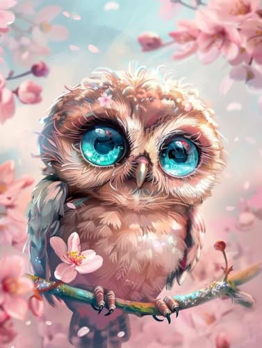 5D Diamond Painting Set für Erwachsene，Eule Blume diamant painting eckige steine bilder zubehör Set 30x40cm Diamond Painting kinder DIY crystal art Mosaikherstellung Bastelset für Haus Wanddeko J15 von zzgoanguo