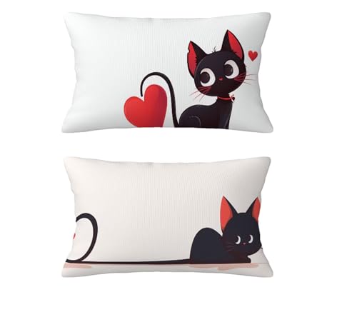 Kissenbezug 50 x 80 cm 2 er set Herbst Kissen Katze Sofakissen Samt Kopfkissenbezug Karikatur Kissenbezüge mit Unsichtbarer Reißverschluss für Wohnzimmer Schlafzimmer Deko,Geschenke für Frauen md-538 von zzgoanguo