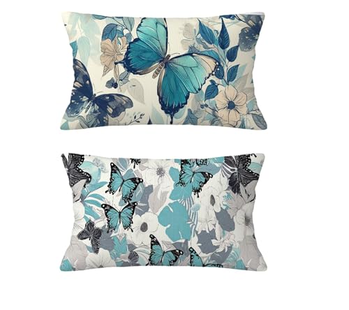 Kissenbezug 50 x 80 cm 2 er set Herbst Kissen Schmetterling Sofakissen Leinen Kopfkissenbezug Weiß Kissenbezüge mit Unsichtbarer Reißverschluss Wohnzimmer Schlafzimmer Deko,Geschenke für Frauen md-230 Kissenbezug 50 x 80 cm 2 er set Herbst Kissen Schmetterling Sofakissen Leinen Kopfkissenbezug Weiß Kissenbezüge mit Unsichtbarer Reißverschluss Wohnzimmer Schlafzimmer Deko,Geschenke für Frauen md-230 von zzgoanguo