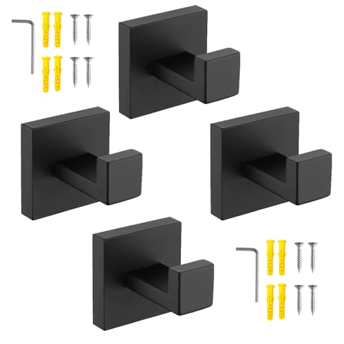 zzmikiteck Towel Robe Clothes Closet Sponges Hook，SUS 304 Stainless Steel Wall Hooks for Bathroom Kitchen，Robe Hook Black Matte Towel Hook for Bathroom Hote von zzmikiteck